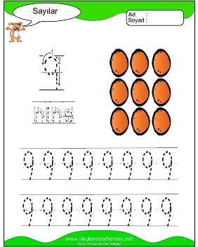okul öncesi 1 sayısı çizgi çalışması